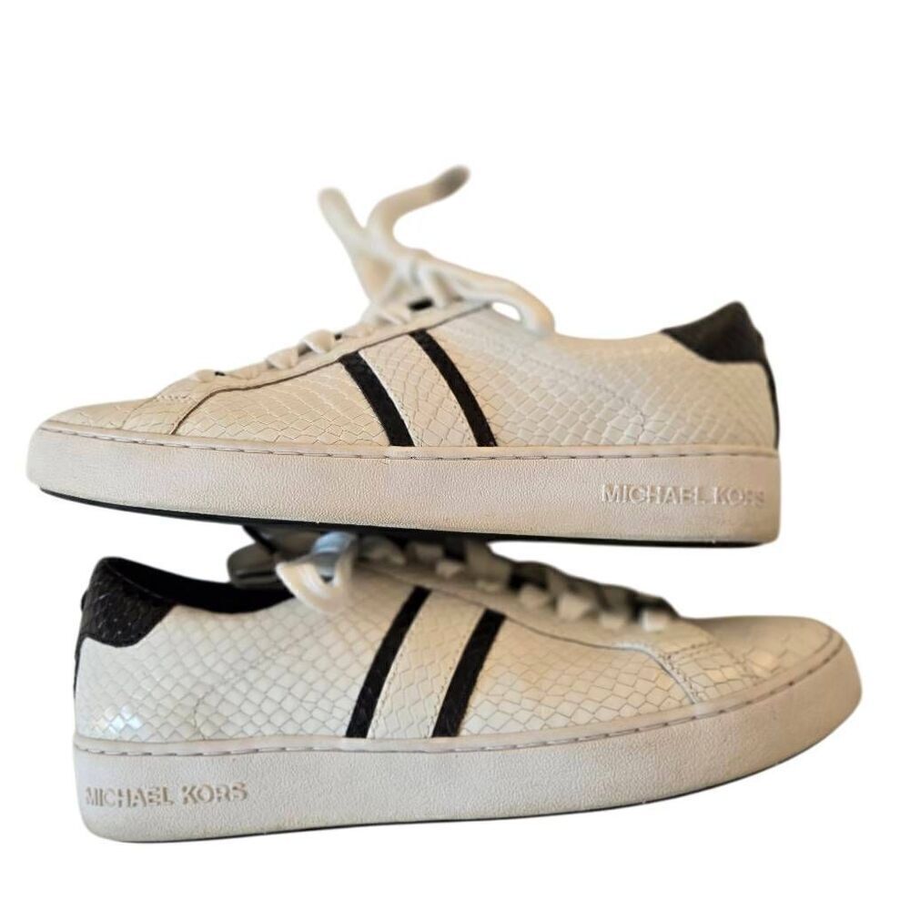 MICHAEL KORS Womens White Snake Pattern Lace Up Leather Sneaker Shoe Size 7 - Picture 9 of 12